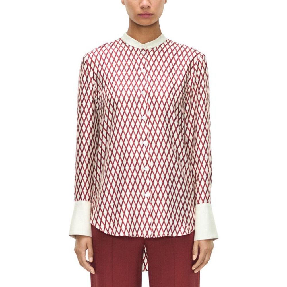 Adam Lippes Womens Farrow Silk Top, Brown